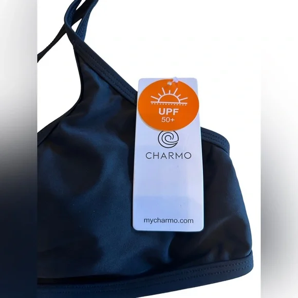 CHARMO womens Strappy black V Neck athletic bikini High Cut Low Rise Bikini NWT - Picture 5 of 9